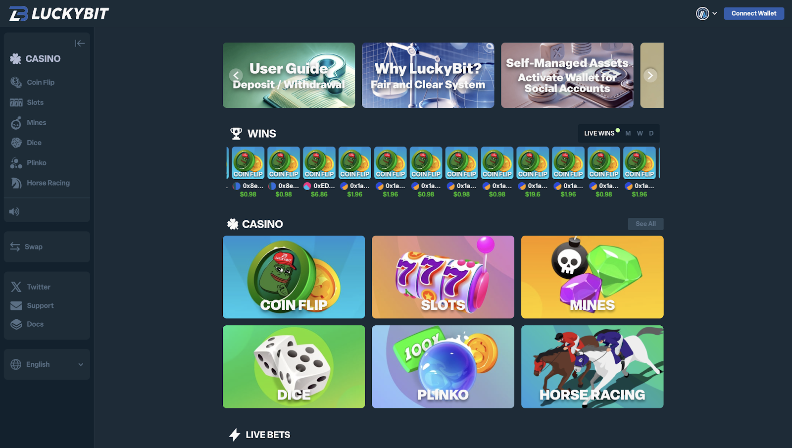 12. LuckyBit: $15 Crypto Casino No Deposit Bonus