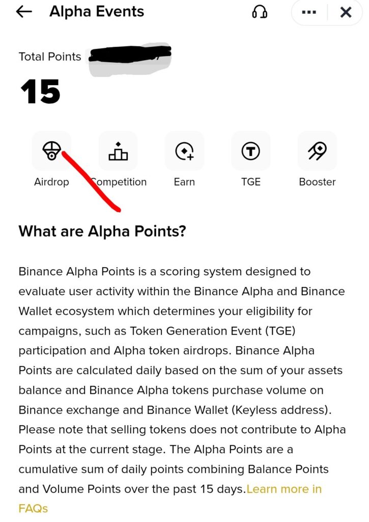 Alpha Airdrop in Binance Wallet