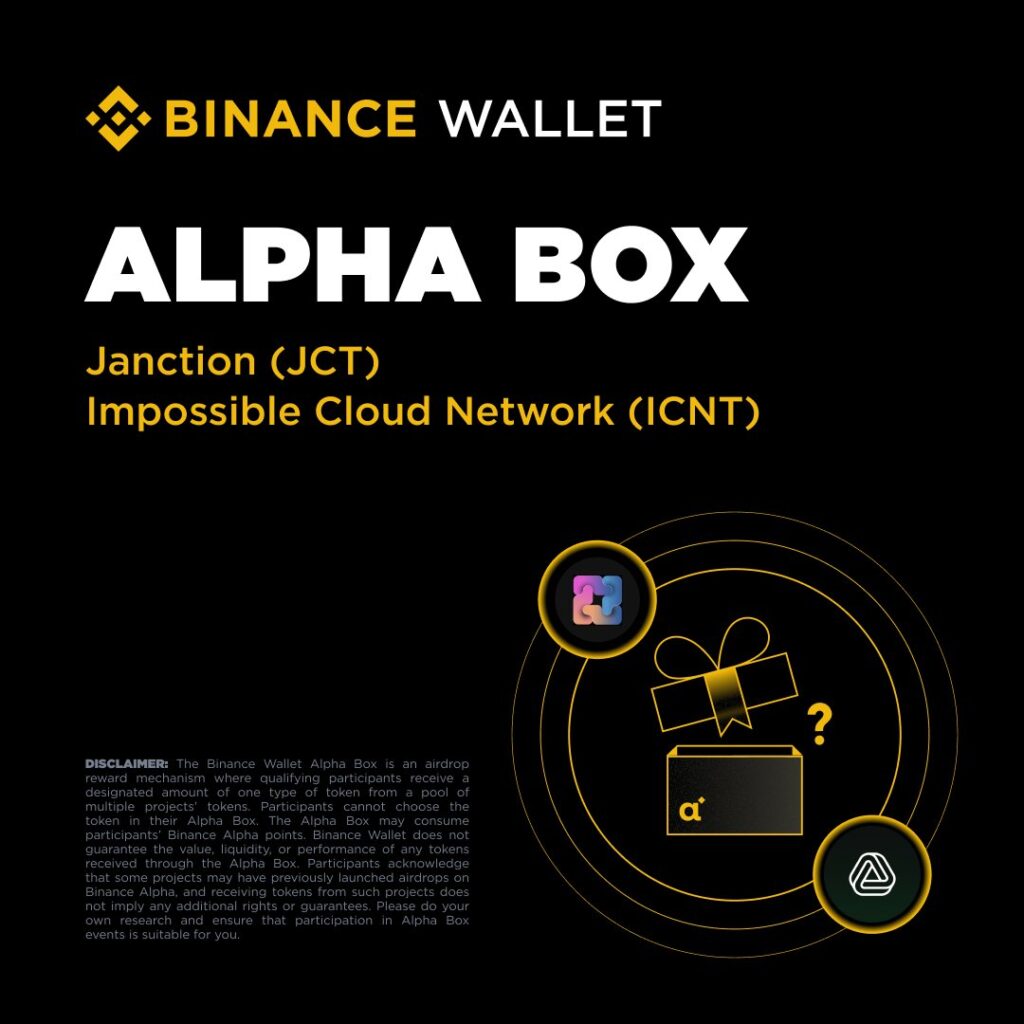 Digital tokens inside a mystery reward box representing Binance Alpha Box airdrop rewards