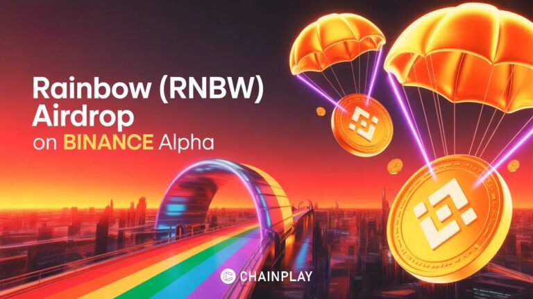 Rainbow Wallet app with crypto tokens and Binance Alpha airdrop theme
