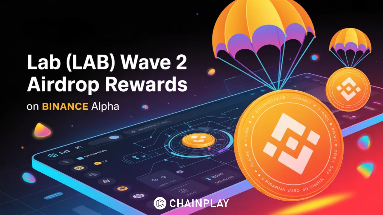 Binance Wave 2 Alpha LAB airdrop banner showing LAB token reward