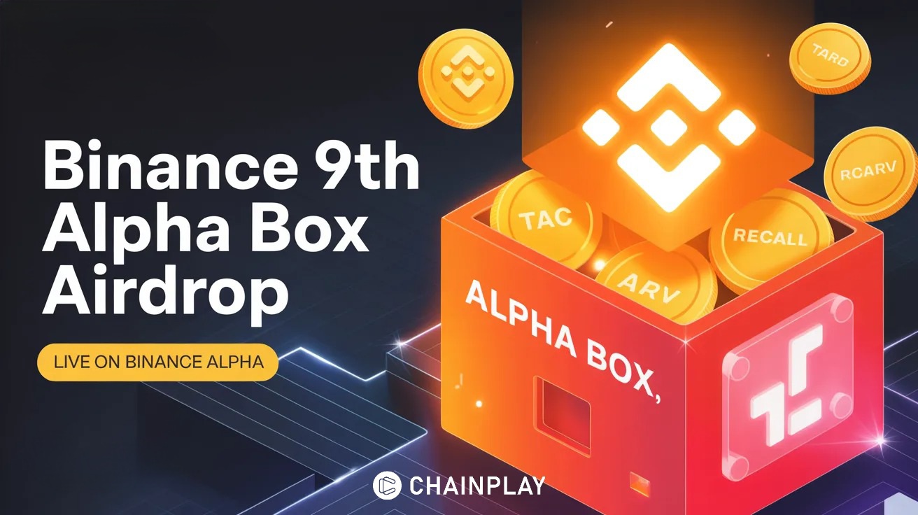 Binance Web3 Wallet 9th Alpha Box Airdrop promotional image with glowing rewards.