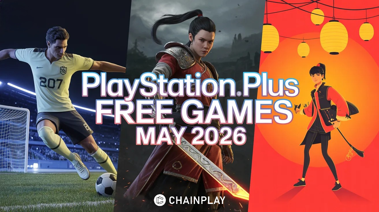 PS Plus Essential May 2026 free games lineup featuring EA Sports FC 26 and Wuchang.