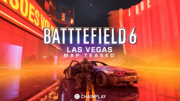 Neon-lit city street with military combat and explosions in Battlefield 6 Season 5.