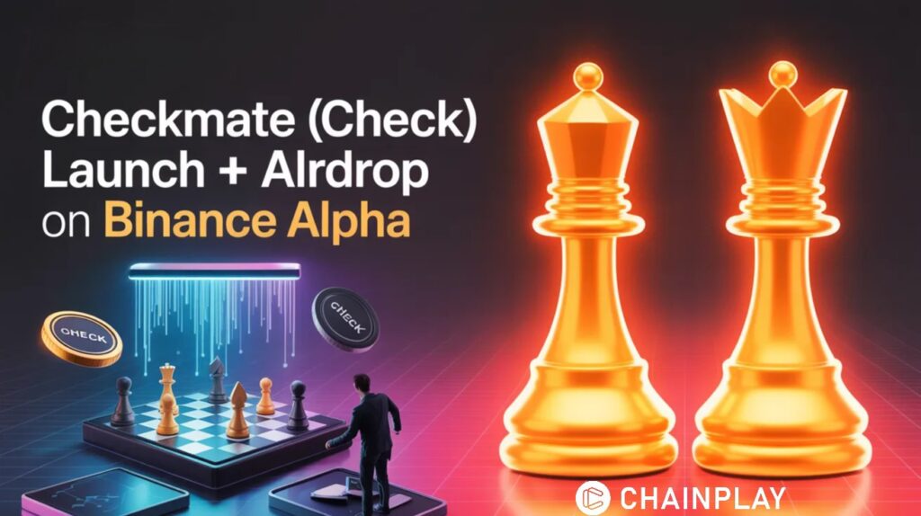Binance Alpha CHECK token airdrop with digital chess strategy theme