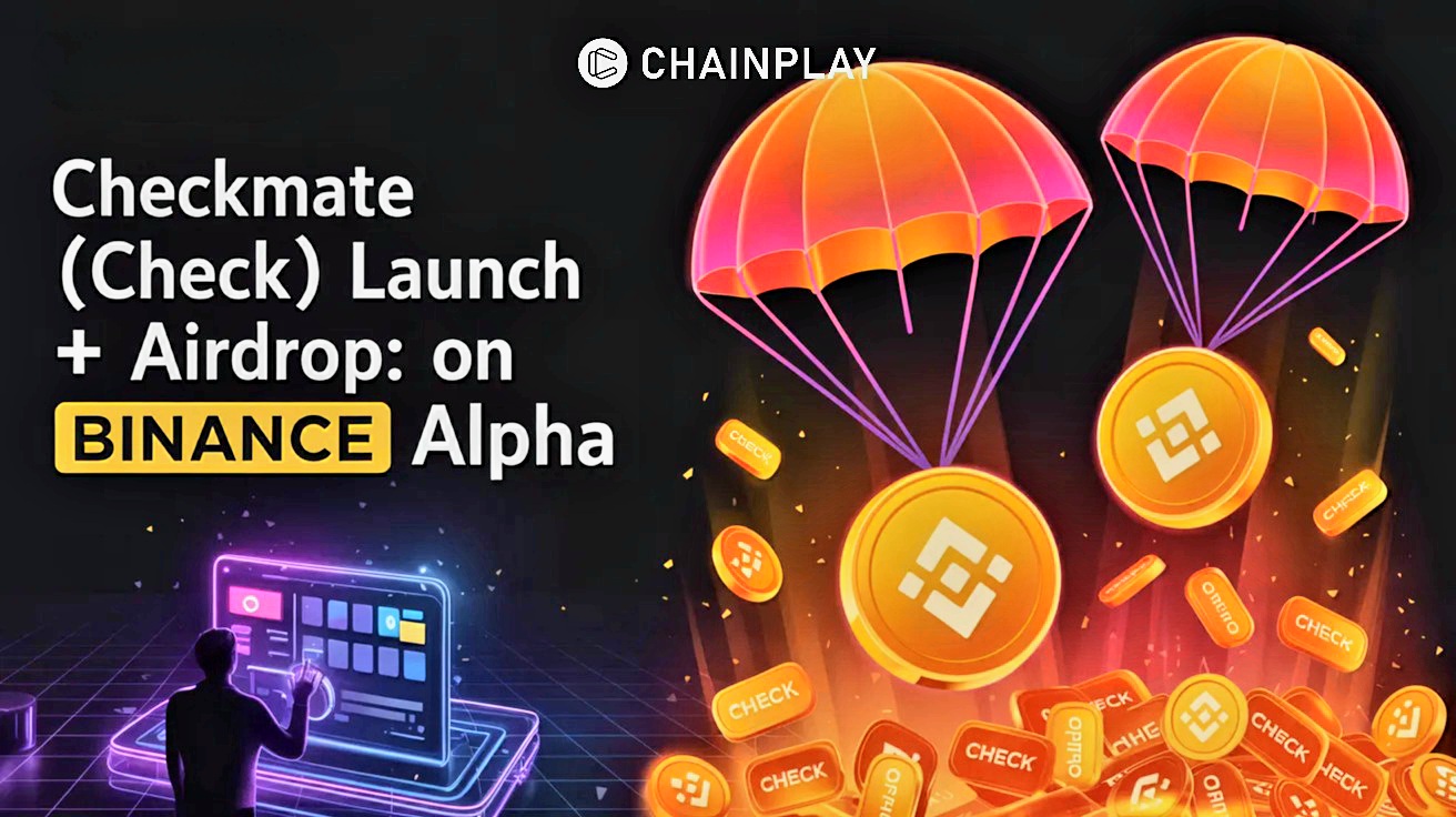 Checkmate crypto airdrop with glowing chessboard and CHECK token