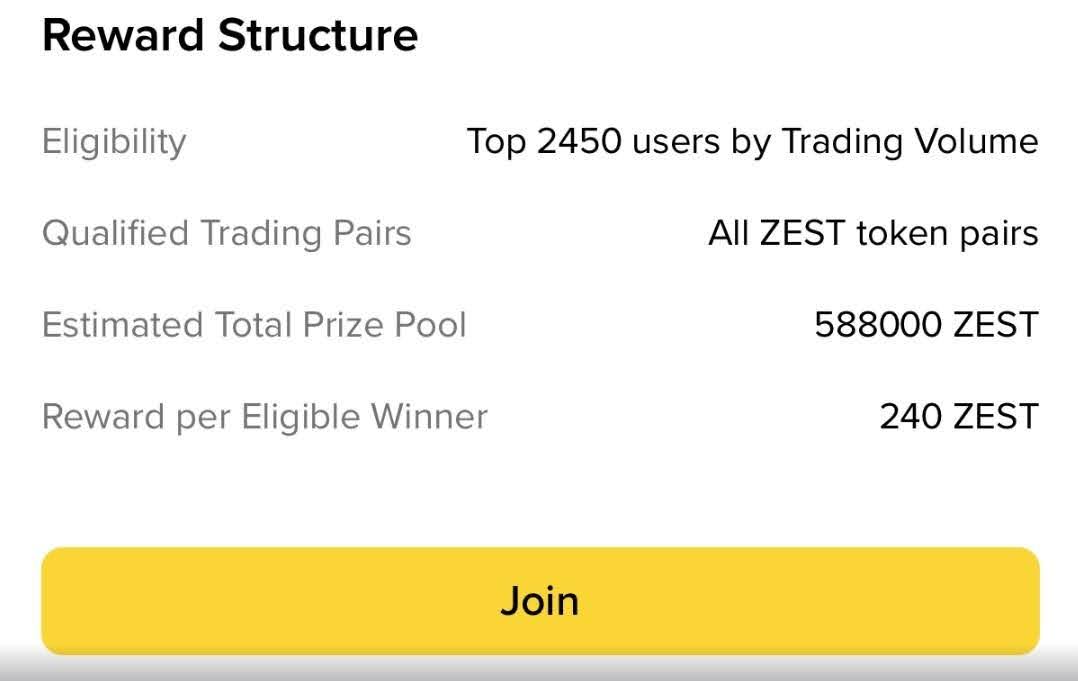 $ZEST trading competition