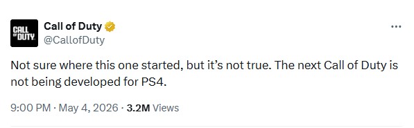 Activision officially shuts down rumors by confirming that the next Call of Duty will not support the PS4.