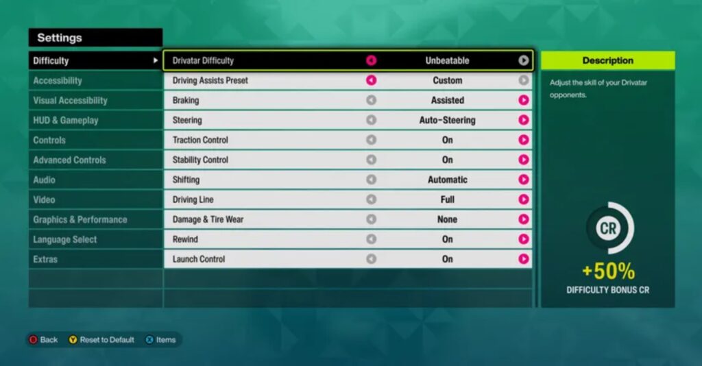 An in-game reward screenshot showing the difficulty settings and the +50% difficulty credit bonus.