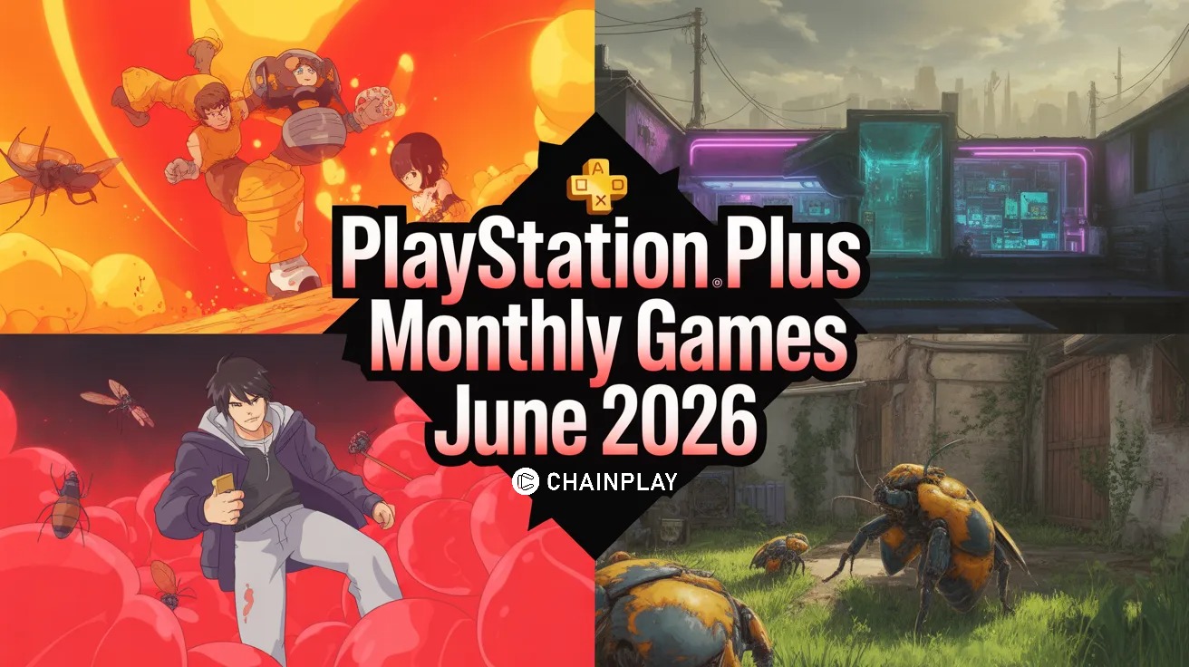 PlayStation Plus June 2026 games lineup featuring Grounded, Nickelodeon All-Star Brawl 2, and Warhammer 40K Darktide.