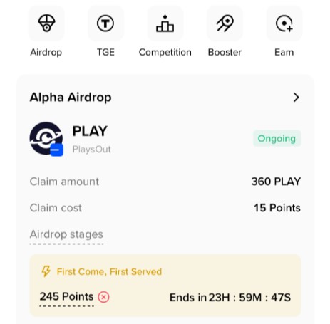 Eligible Binance Wallet users can now claim 360 $PLAY tokens through the limited-time Alpha event.