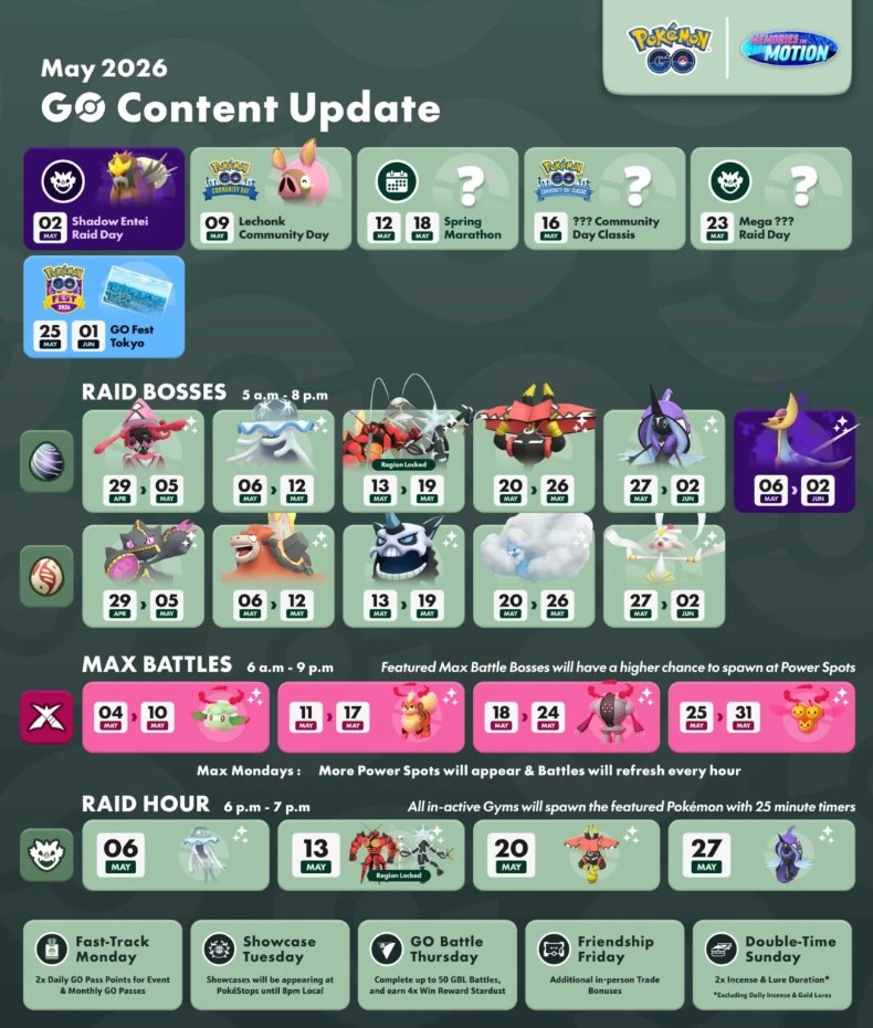 A comprehensive overview of the raids, Community Days, and special events happening throughout May 2026.