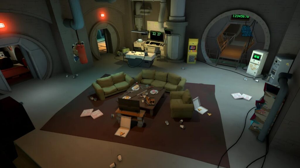 The brothers' lair serves as a physical skill tree and social hub for four-player cooperative play.