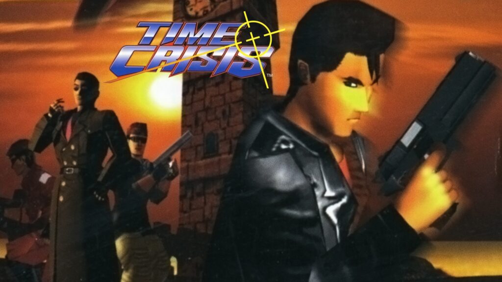 Relive the high-stakes cover-and-shoot gameplay that defined the light gun genre with Namco's Time Crisis.