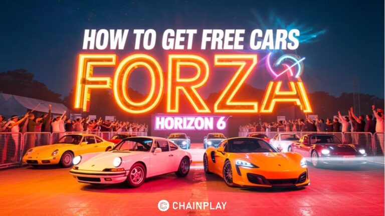 A 1993 Porsche 911 and a 2021 McLaren Sabre parked at a neon-lit night festival car meet in Forza Horizon 6.