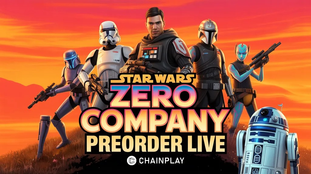 Star Wars Zero Company squad standing together on a smoky battlefield with a crystalline astromech droid.